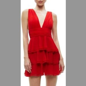 Alice + Olivia Holly Asymmetrical Ruffle Mini Dress NWT